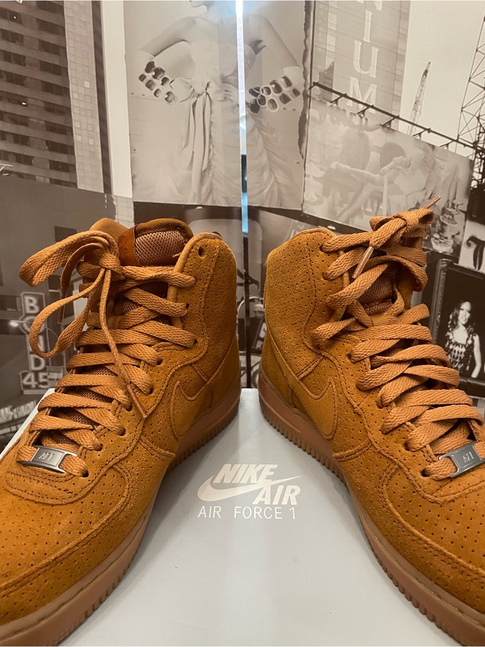 Nike Air Force 1 High Flax Wheat Brown Suede Sneakers Women's Size 7.5 - Picture 10 of 15